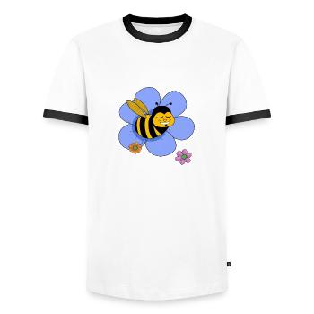 Grosse abeille drôle - T-shirt contrasté Homme - blanc/noir - Devant - AI Model Female 172 light (172cm) & AI Model Male 178 dark (178cm)