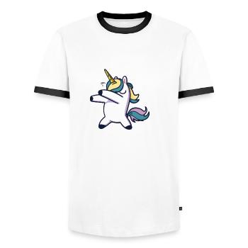 Dabbing Unicorn Dabbendes Unicorn Dab Gift Idea - Men's Ringer Shirt - white/black - Front - AI Model Female 172 light (172cm) & AI Model Male 178 dark (178cm)