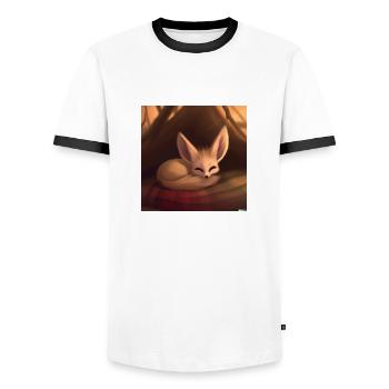 Fennek Desert Fox - Men's Ringer Shirt - white/black - Front - AI Model Female 172 light (172cm) & AI Model Male 178 dark (178cm)