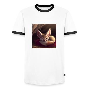 Renard du désert de Fennek - T-shirt contrasté Homme - blanc/noir - Devant - AI Model Female 172 light (172cm) & AI Model Male 178 dark (178cm)