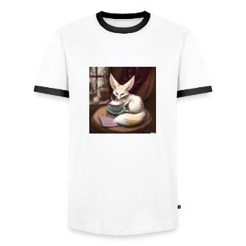 Renard du désert de Fennek - T-shirt contrasté Homme - blanc/noir - Devant - AI Model Female 172 light (172cm) & AI Model Male 178 dark (178cm)