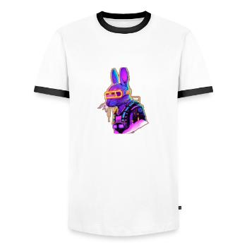 Cyber Rabbit - Männer Kontrast-T-Shirt - Weiß/Schwarz - Vorne - AI Model Female 172 light (172cm) & AI Model Male 178 dark (178cm)