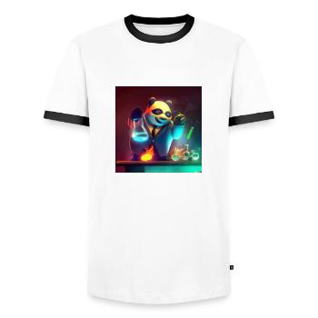 Science Panda - Männer Kontrast-T-Shirt - Weiß/Schwarz - Vorne - AI Model Female 172 light (172cm) & AI Model Male 178 dark (178cm)