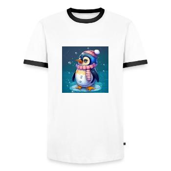 Süßer Weihnachtspinguin - Männer Kontrast-T-Shirt - Weiß/Schwarz - Vorne - AI Model Female 172 light (172cm) & AI Model Male 178 dark (178cm)