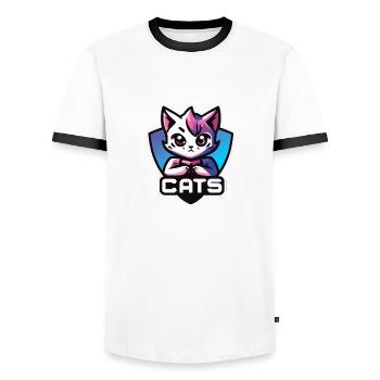 CATS - T-shirt contrasté Homme - blanc/noir - Devant - AI Model Female 172 light (172cm) & AI Model Male 178 dark (178cm)
