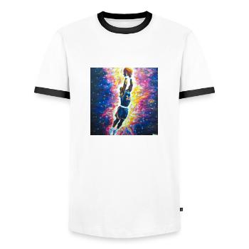 Joueur de basket-ball Dunk - T-shirt contrasté Homme - blanc/noir - Devant - AI Model Female 172 light (172cm) & AI Model Male 178 dark (178cm)