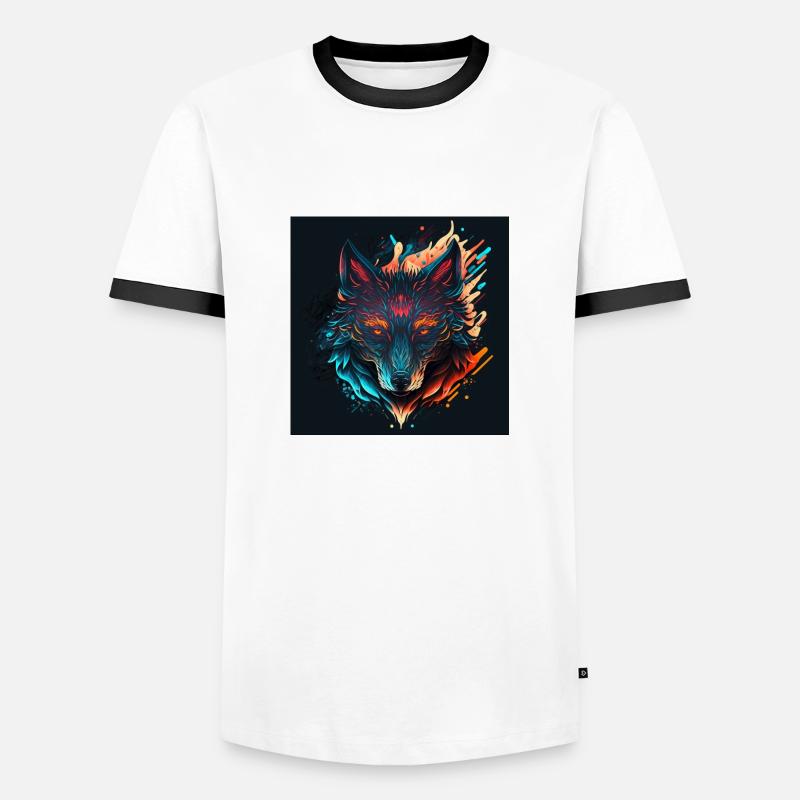 Abstract Wolf's Head - Men's Ringer Shirt - white/black