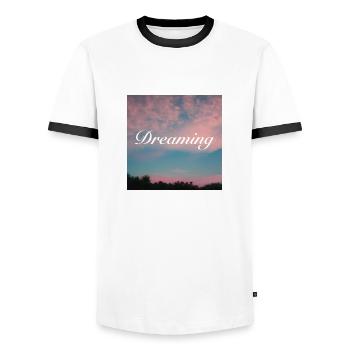 Rêver entre les nuages - T-shirt contrasté Homme - blanc/noir - Devant - AI Model Female 172 light (172cm) & AI Model Male 178 dark (178cm)