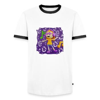 ILLUSTRATION MUSICALE AMUSANTE 12 - T-shirt contrasté Homme - blanc/noir - Devant - AI Model Female 172 light (172cm) & AI Model Male 178 dark (178cm)