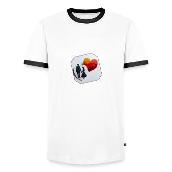 Amour et coeur en papier - T-shirt contrasté Homme - blanc/noir - Devant - AI Model Female 172 light (172cm) & AI Model Male 178 dark (178cm)
