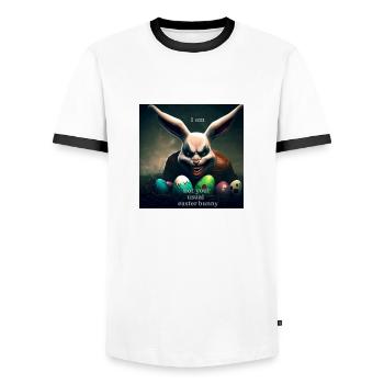 Böser Osterhase - Männer Kontrast-T-Shirt - Weiß/Schwarz - Vorne - AI Model Female 172 light (172cm) & AI Model Male 178 dark (178cm)