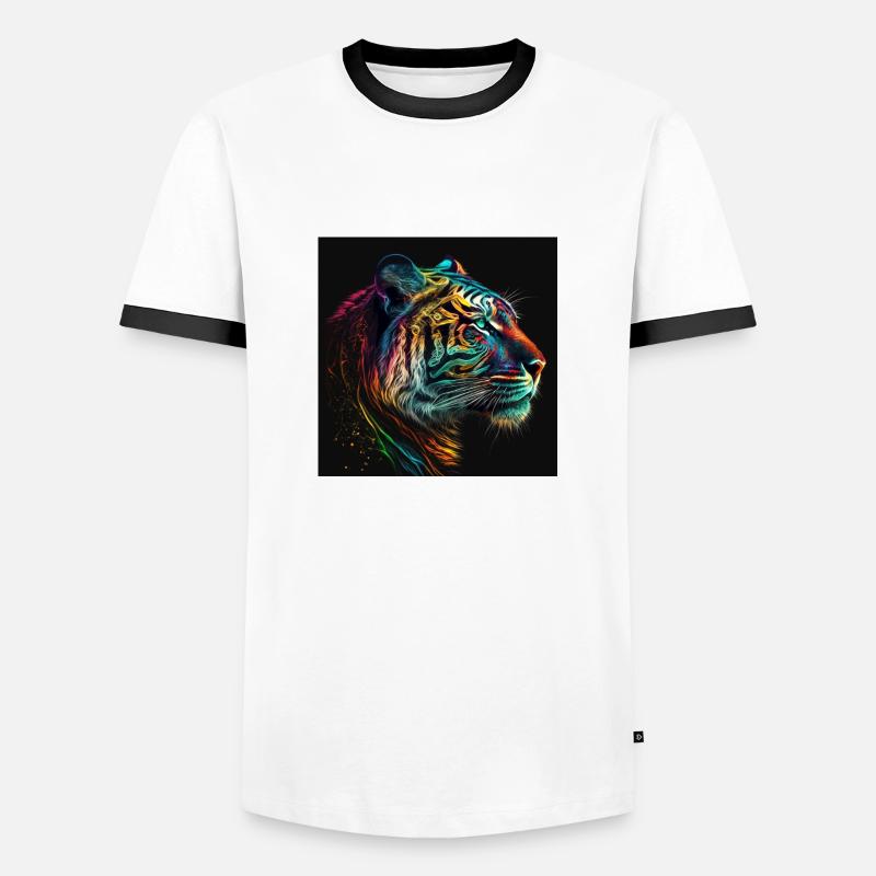 Rainbow Roar - Männer Kontrast-T-Shirt - Weiß/Schwarz