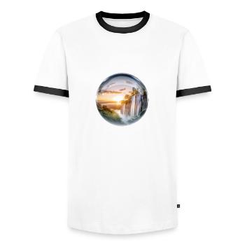 La beauté de la nature dans une boule de cristal - T-shirt contrasté Homme - blanc/noir - Devant - AI Model Female 172 light (172cm) & AI Model Male 178 dark (178cm)