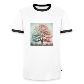 Seasons in a tree - Men's Ringer Shirt - white/black - Front - AI Model Female 172 light (172cm) & AI Model Male 178 dark (178cm)