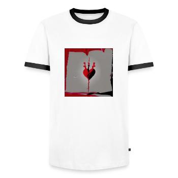 Bloody Heart - Männer Kontrast-T-Shirt - Weiß/Schwarz - Vorne - AI Model Female 172 light (172cm) & AI Model Male 178 dark (178cm)