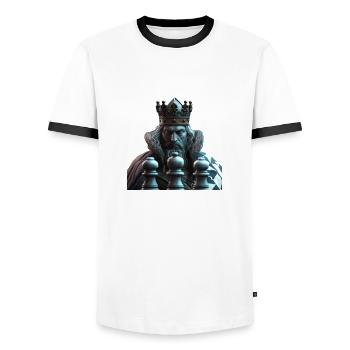 Chess king - T-shirt contrasté Homme - blanc/noir - Devant - AI Model Female 172 light (172cm) & AI Model Male 178 dark (178cm)