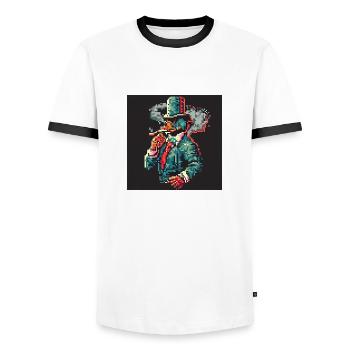 Canard fumant [pixel art] - T-shirt contrasté Homme - blanc/noir - Devant - AI Model Female 172 light (172cm) & AI Model Male 178 dark (178cm)