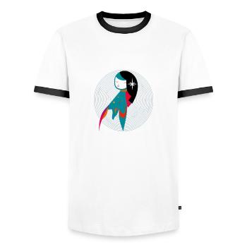 Abstrakte Jungfrau - Männer Kontrast-T-Shirt - Weiß/Schwarz - Vorne - AI Model Female 172 light (172cm) & AI Model Male 178 dark (178cm)
