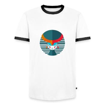 Abstrakter Stier - Männer Kontrast-T-Shirt - Weiß/Schwarz - Vorne - AI Model Female 172 light (172cm) & AI Model Male 178 dark (178cm)