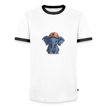 elefant mit mütze - Männer Kontrast-T-Shirt - Weiß/Schwarz - Vorne - AI Model Female 172 light (172cm) & AI Model Male 178 dark (178cm)