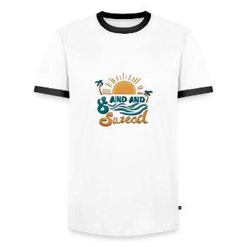 Sun, beach and sea - Men's Ringer Shirt - white/black - Front - AI Model Female 172 light (172cm) & AI Model Male 178 dark (178cm)