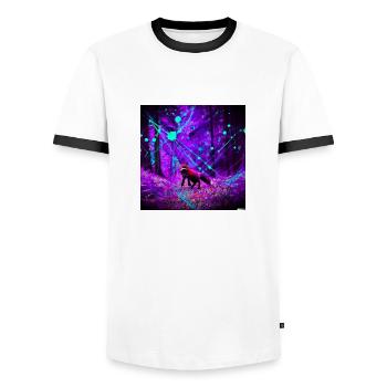 Psy Forest - Men's Ringer Shirt - white/black - Front - AI Model Female 172 light (172cm) & AI Model Male 178 dark (178cm)