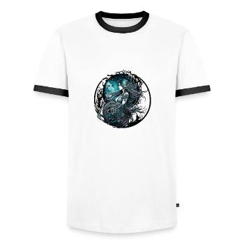 femme prêtresse - T-shirt contrasté Homme - blanc/noir - Devant - AI Model Female 172 light (172cm) & AI Model Male 178 dark (178cm)