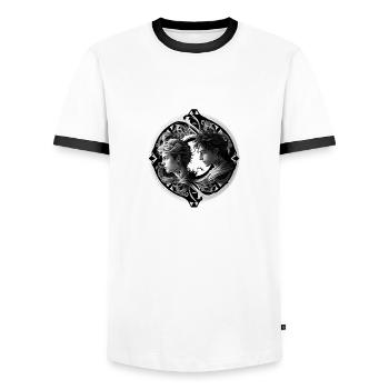 Gems 2 men - Men's Ringer Shirt - white/black - Front - AI Model Female 172 light (172cm) & AI Model Male 178 dark (178cm)