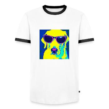 Cool dog with sunglasses - Men's Ringer Shirt - white/black - Front - AI Model Female 172 light (172cm) & AI Model Male 178 dark (178cm)