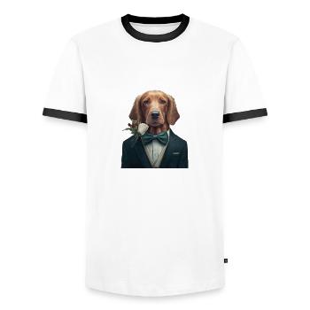 I'm not single, I have a dog - Männer Kontrast-T-Shirt - Weiß/Schwarz - Vorne - AI Model Female 172 light (172cm) & AI Model Male 178 dark (178cm)