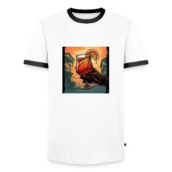 À votre santé - T-shirt contrasté Homme - blanc/noir - Devant - AI Model Female 172 light (172cm) & AI Model Male 178 dark (178cm)
