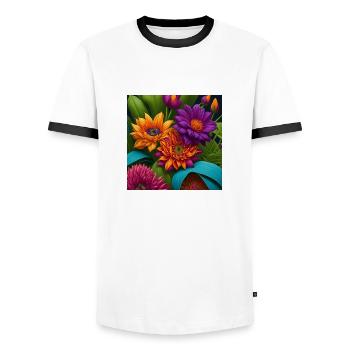 Amazing Flowers - Men's Ringer Shirt - white/black - Front - AI Model Female 172 light (172cm) & AI Model Male 178 dark (178cm)