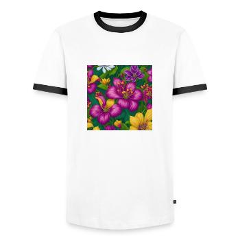 Amazing Flowers - Men's Ringer Shirt - white/black - Front - AI Model Female 172 light (172cm) & AI Model Male 178 dark (178cm)