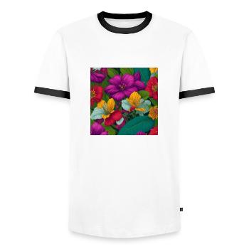 Amazing Flowers - Men's Ringer Shirt - white/black - Front - AI Model Female 172 light (172cm) & AI Model Male 178 dark (178cm)