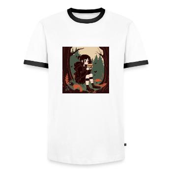 Goth Girl in the Woods - Männer Kontrast-T-Shirt - Weiß/Schwarz - Vorne - AI Model Female 172 light (172cm) & AI Model Male 178 dark (178cm)
