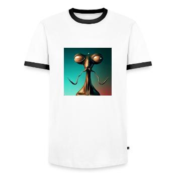 Alien artwork by Bruederchen - Männer Kontrast-T-Shirt - Weiß/Schwarz - Vorne - AI Model Female 172 light (172cm) & AI Model Male 178 dark (178cm)
