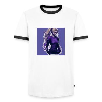Belle fille manga - T-shirt contrasté Homme - blanc/noir - Devant - AI Model Female 172 light (172cm) & AI Model Male 178 dark (178cm)