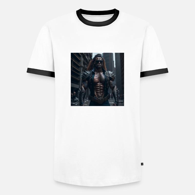 Future Cyberpunkt Warrior - Men's Ringer Shirt - white/black