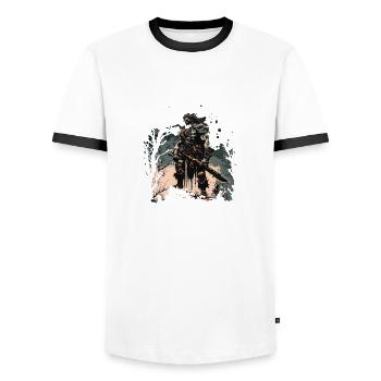 Barbarian - Men's Ringer Shirt - white/black - Front - AI Model Female 172 light (172cm) & AI Model Male 178 dark (178cm)