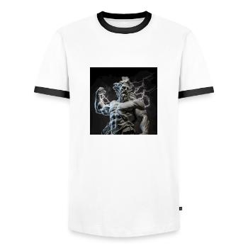 Greek Zeus Sculpture Modern - Men's Ringer Shirt - white/black - Front - AI Model Female 172 light (172cm) & AI Model Male 178 dark (178cm)