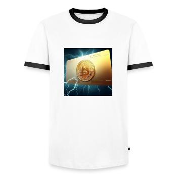 Carte Bitcoin en or - T-shirt contrasté Homme - blanc/noir - Devant - AI Model Female 172 light (172cm) & AI Model Male 178 dark (178cm)