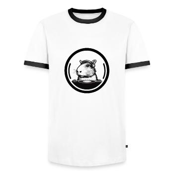 Dj Capybara - T-shirt contrasté Homme - blanc/noir - Devant - AI Model Female 172 light (172cm) & AI Model Male 178 dark (178cm)