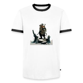 Dwarf Warrior - Men's Ringer Shirt - white/black - Front - AI Model Female 172 light (172cm) & AI Model Male 178 dark (178cm)