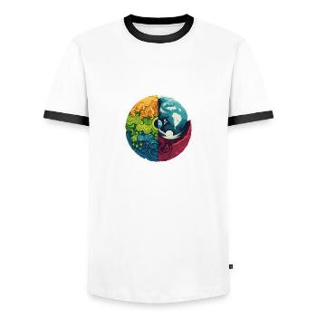 Earth Elements - Men's Ringer Shirt - white/black - Front - AI Model Female 172 light (172cm) & AI Model Male 178 dark (178cm)