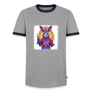 Assortiment Baby-sitter Mammal Écureuil - T-shirt contrasté Homme - gris/marine  - Devant - AI Model Female 172 light (172cm) & AI Model Male 178 light (178cm)