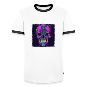 Bones Fingers Skater Exoskeletal Spooky Happy - Men's Ringer Shirt - white/black - Front - AI Model Female 172 light (172cm) & AI Model Male 178 dark (178cm)