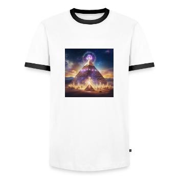 Pyramide - Männer Kontrast-T-Shirt - Weiß/Schwarz - Vorne - AI Model Female 172 light (172cm) & AI Model Male 178 dark (178cm)