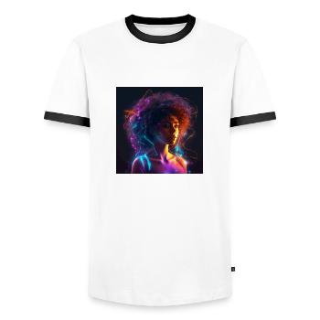 Woman art - Men's Ringer Shirt - white/black - Front - AI Model Female 172 light (172cm) & AI Model Male 178 dark (178cm)