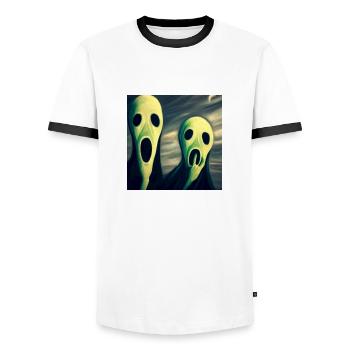 Screaming Aliens - Men's Ringer Shirt - white/black - Front - AI Model Female 172 light (172cm) & AI Model Male 178 dark (178cm)