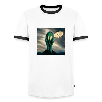 Alien Scream - Men's Ringer Shirt - white/black - Front - AI Model Female 172 light (172cm) & AI Model Male 178 dark (178cm)